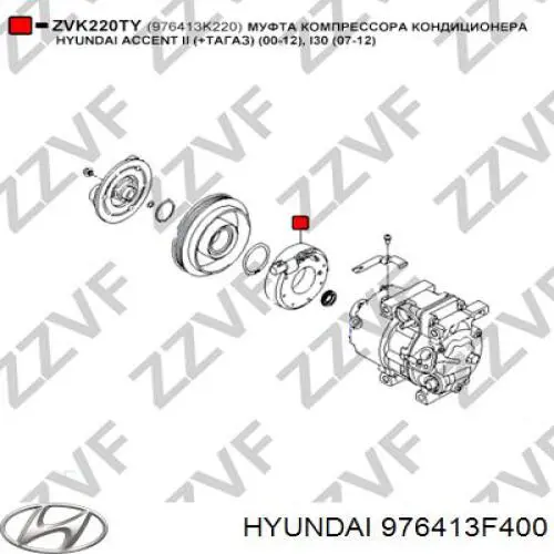Acoplamiento magnético, compresor del aire acondicionado  976413F400 Hyundai/Kia
