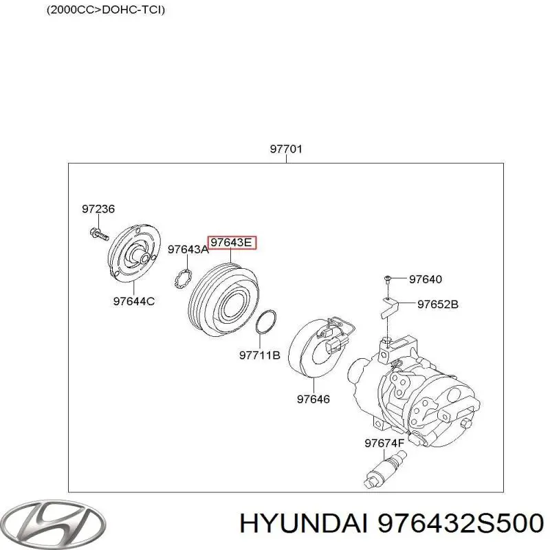 976432S500 Hyundai/Kia polea compresor a/c