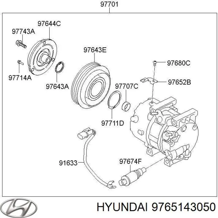 9765143050 Hyundai/Kia compresor de aire acondicionado