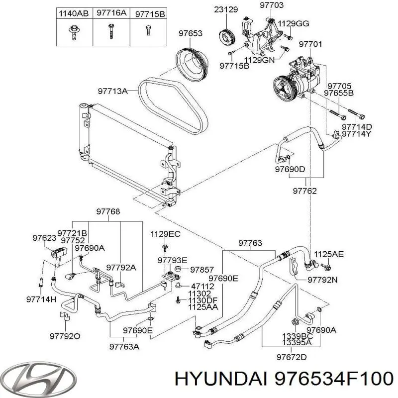 976534F100 Hyundai/Kia polea compresor a/c