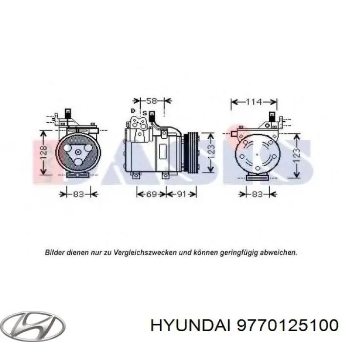 9770125100 Hyundai/Kia compresor de aire acondicionado