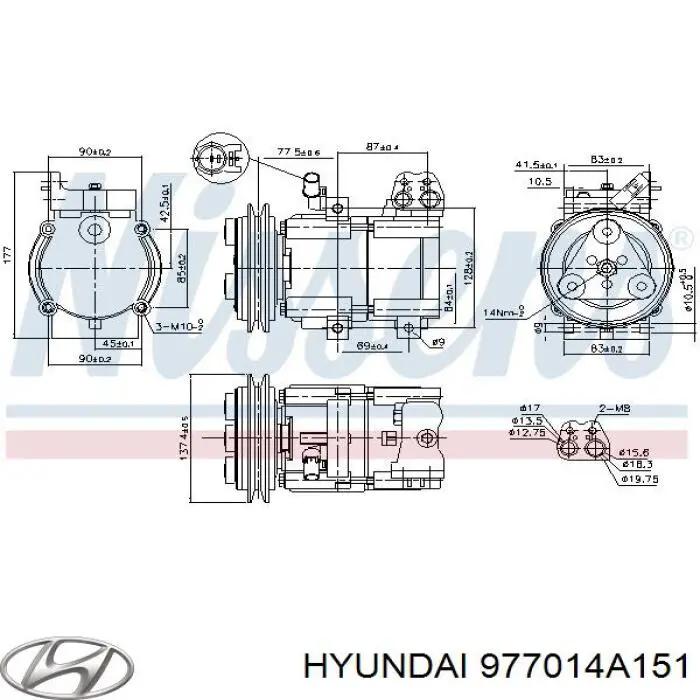 Compresor de aire acondicionado 977014A151 Hyundai/Kia