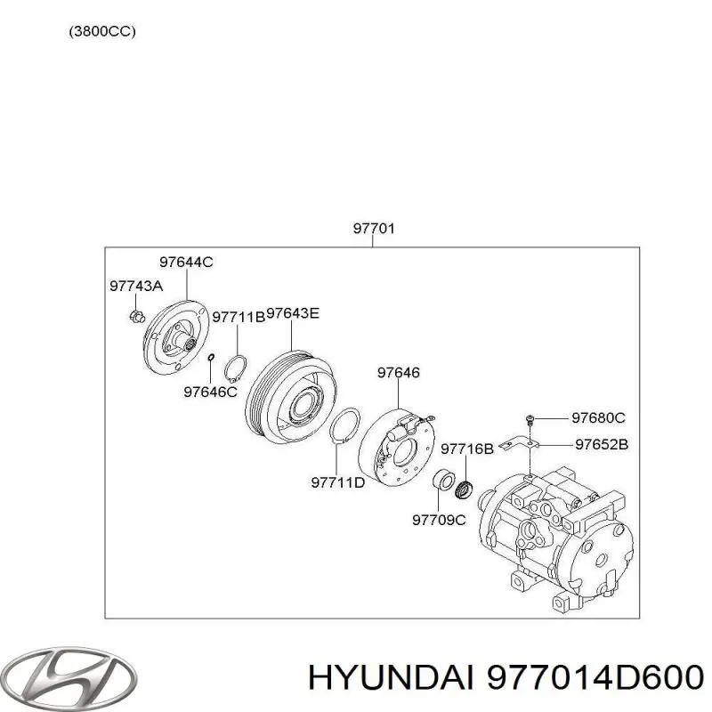 Compresor de aire acondicionado 977014D600 Hyundai/Kia