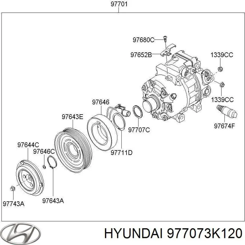 Retén, compresor de aire acondicionado para Hyundai Accent (MC)