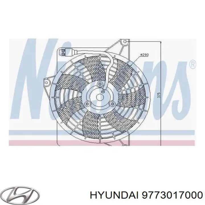 9773017000 Hyundai/Kia difusor de radiador, aire acondicionado, completo con motor y rodete