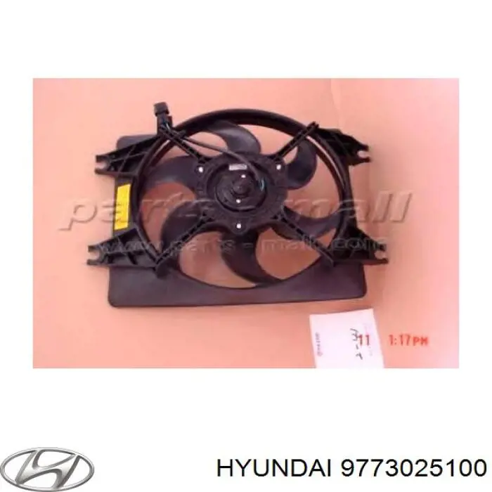 9773025100 Hyundai/Kia difusor de radiador, aire acondicionado, completo con motor y rodete