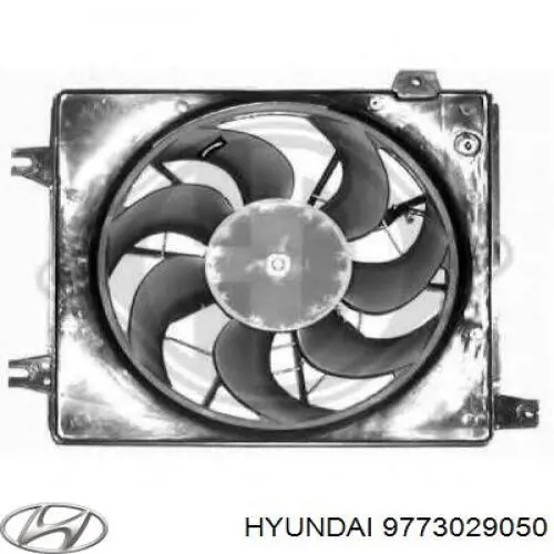 9773029050 Hyundai/Kia difusor de radiador, aire acondicionado, completo con motor y rodete