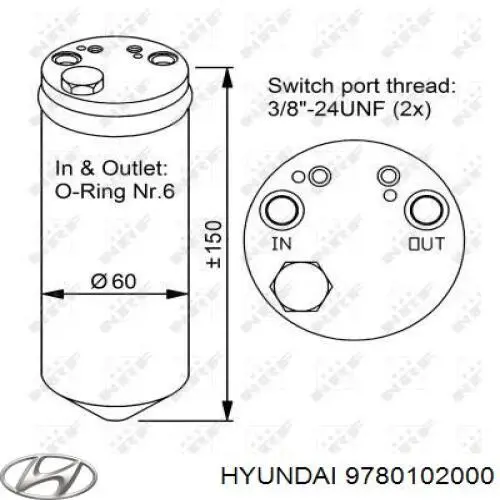 9780102000 Hyundai/Kia receptor-secador del aire acondicionado