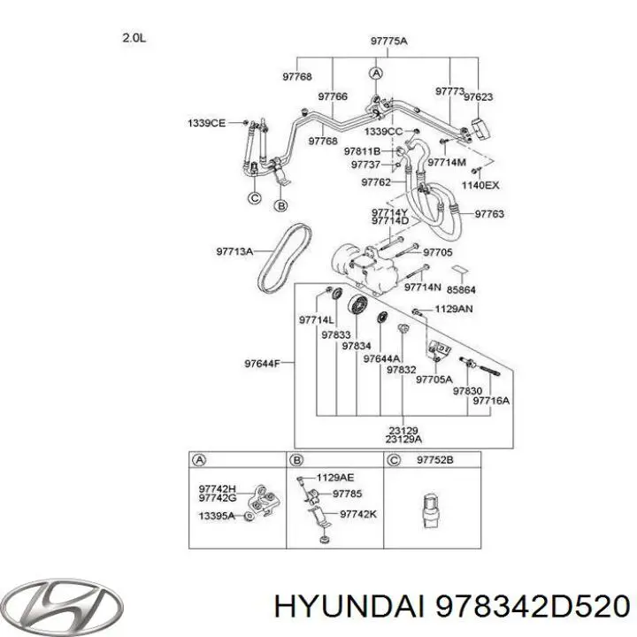 Comprar 978342D520 Hyundai/Kia Polea tensora, correa poli V