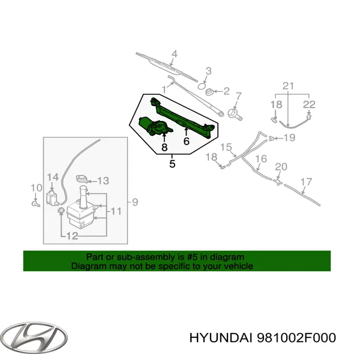 981002F000 Hyundai/Kia varillaje lavaparabrisas