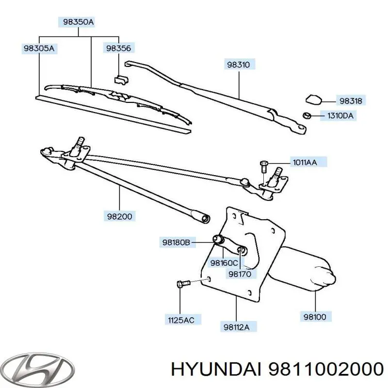 9811002000 Market (OEM) motor del limpiaparabrisas del parabrisas