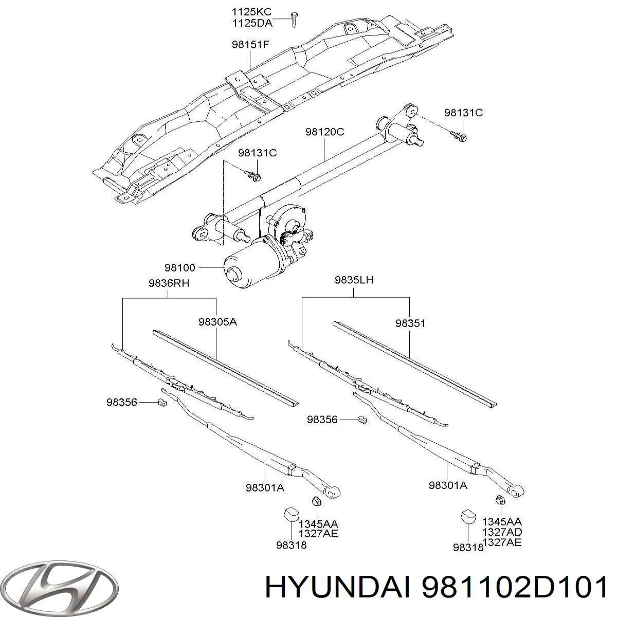 981102D101 Hyundai/Kia motor del limpiaparabrisas del parabrisas