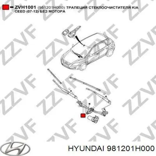 Trapezio del limpiaparabrisas Hyundai/Kia 981201H000 precio, desde 46,06 EUR