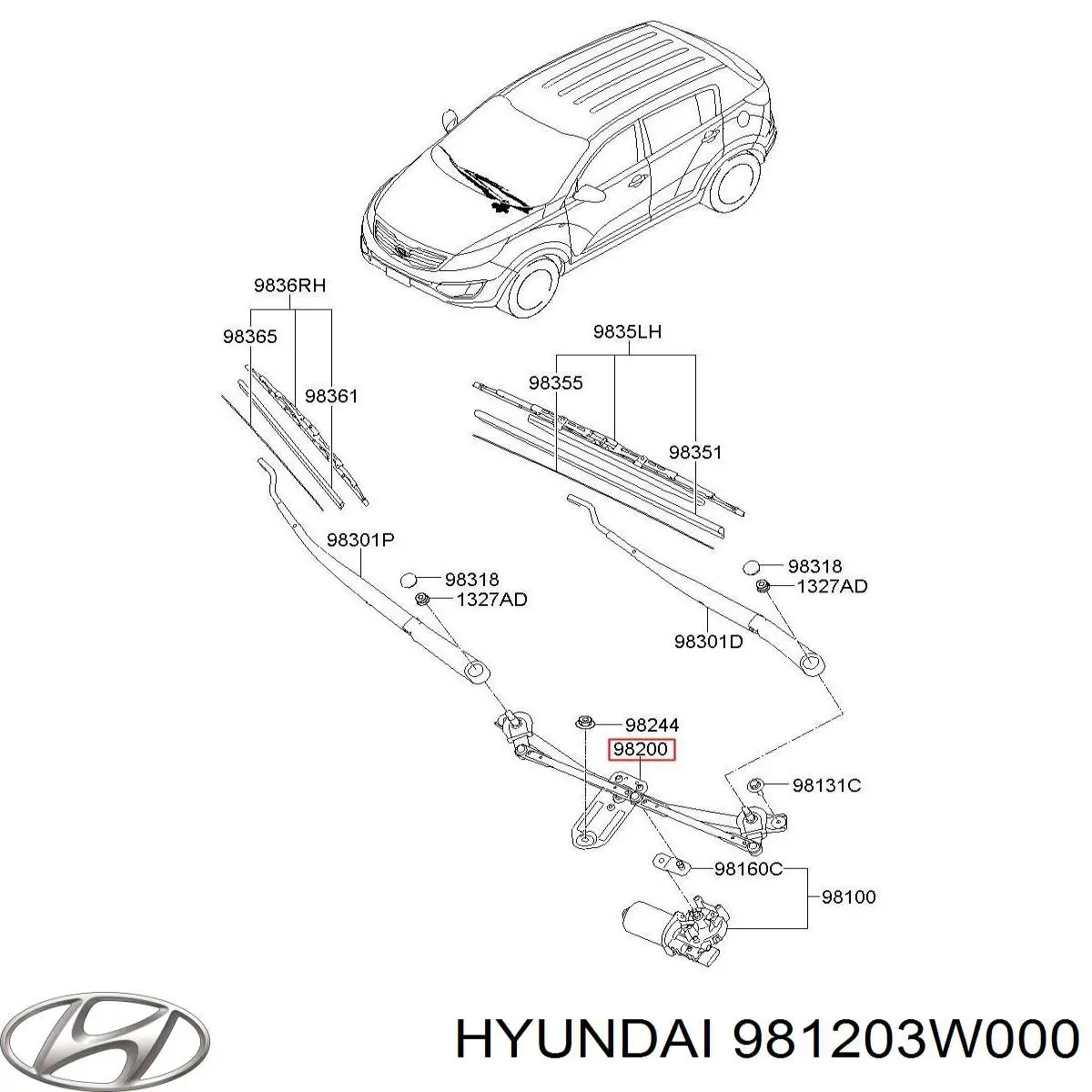 981203W000 Hyundai/Kia varillaje lavaparabrisas