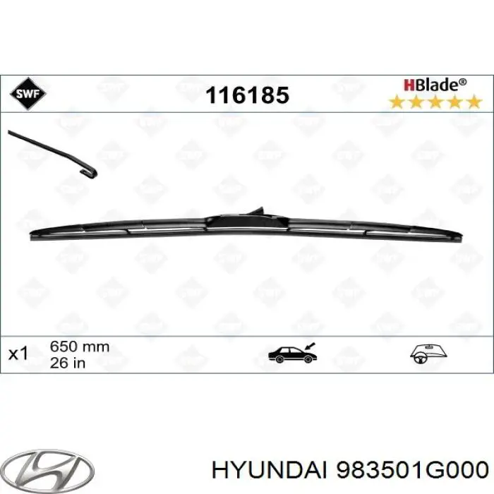Comprar 983501G000 Hyundai/Kia Escobilla del limpiaparabrisas del lado del conductor