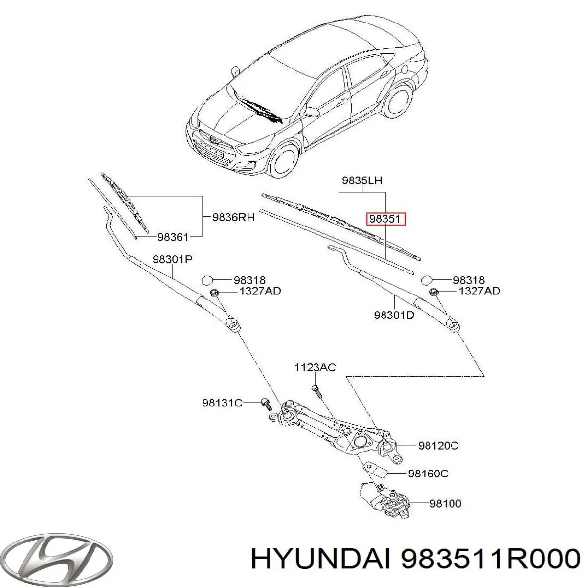 Goma de la escobilla del limpiaparabrisas del lado del conductor Hyundai/Kia 983511R000 precio, desde 11,86 EUR