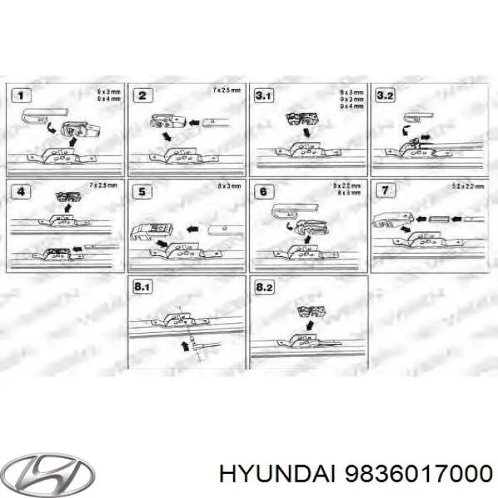 9836017000 Hyundai/Kia limpiaparabrisas de luna delantera copiloto