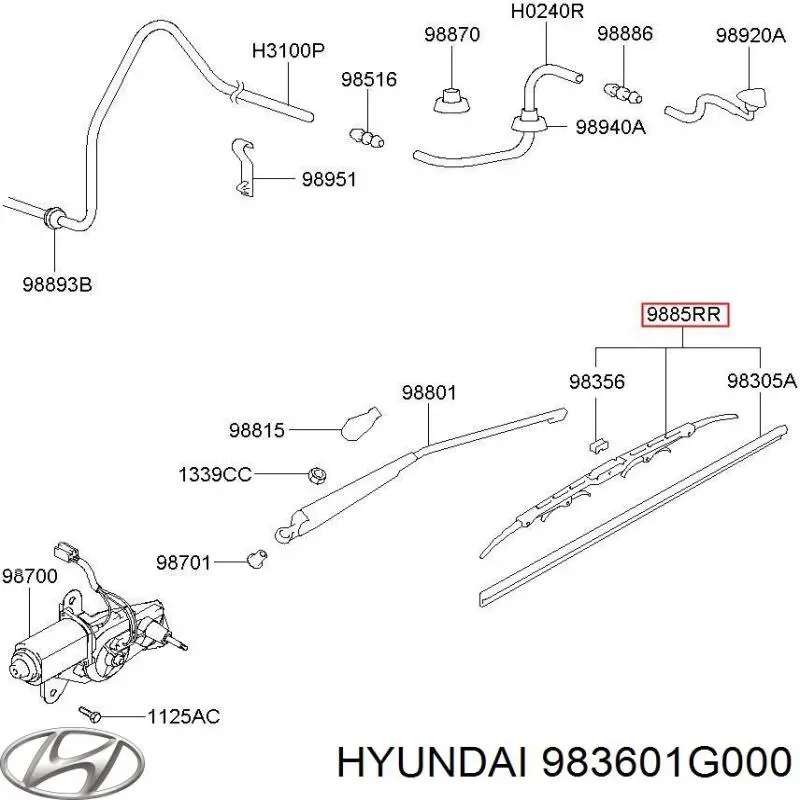 Escobilla del limpiaparabrisas trasero Hyundai/Kia 983601G000 precio, desde 5,62 EUR