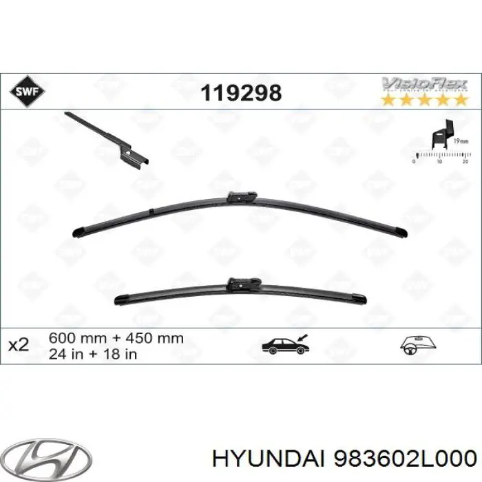 Comprar 983602L000 Hyundai/Kia Escobilla del limpiaparabrisas del lado del pasajero