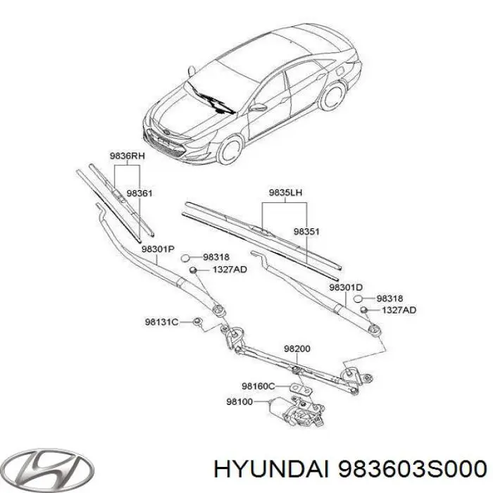 Escobilla del limpiaparabrisas del lado del pasajero Hyundai/Kia 983603S000 precio, desde 12,73 EUR
