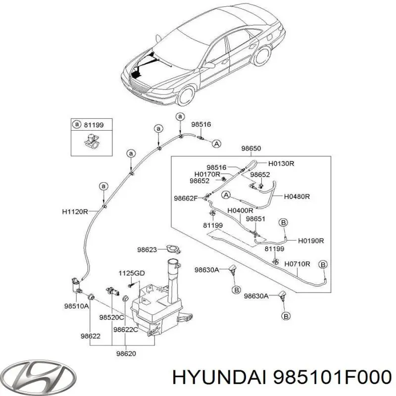 Bomba de agua limpiaparabrisas, delantera Hyundai/Kia 985101F000 precio, desde 8,92 EUR