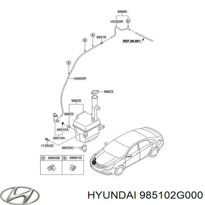 985102G000 Hyundai/Kia bomba de agua limpiaparabrisas, delantera