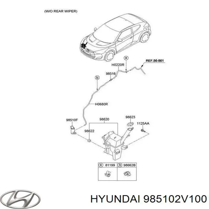 Bomba de limpiaparabrisas delantera Hyundai/Kia 985102V100