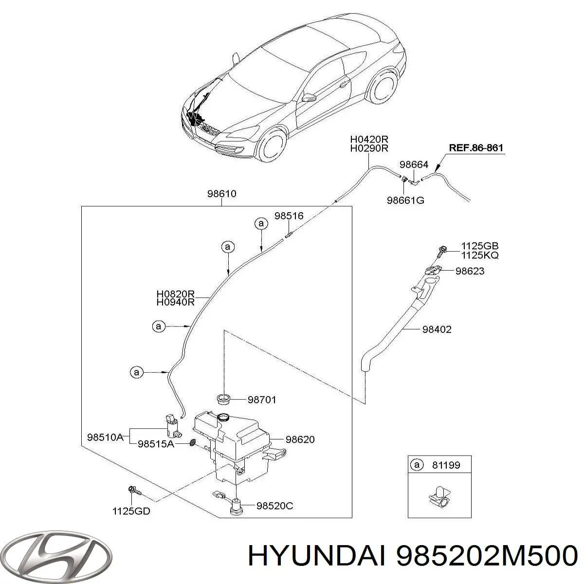 985202M500 Hyundai/Kia interruptor del nivel, depósito de agua de lavado