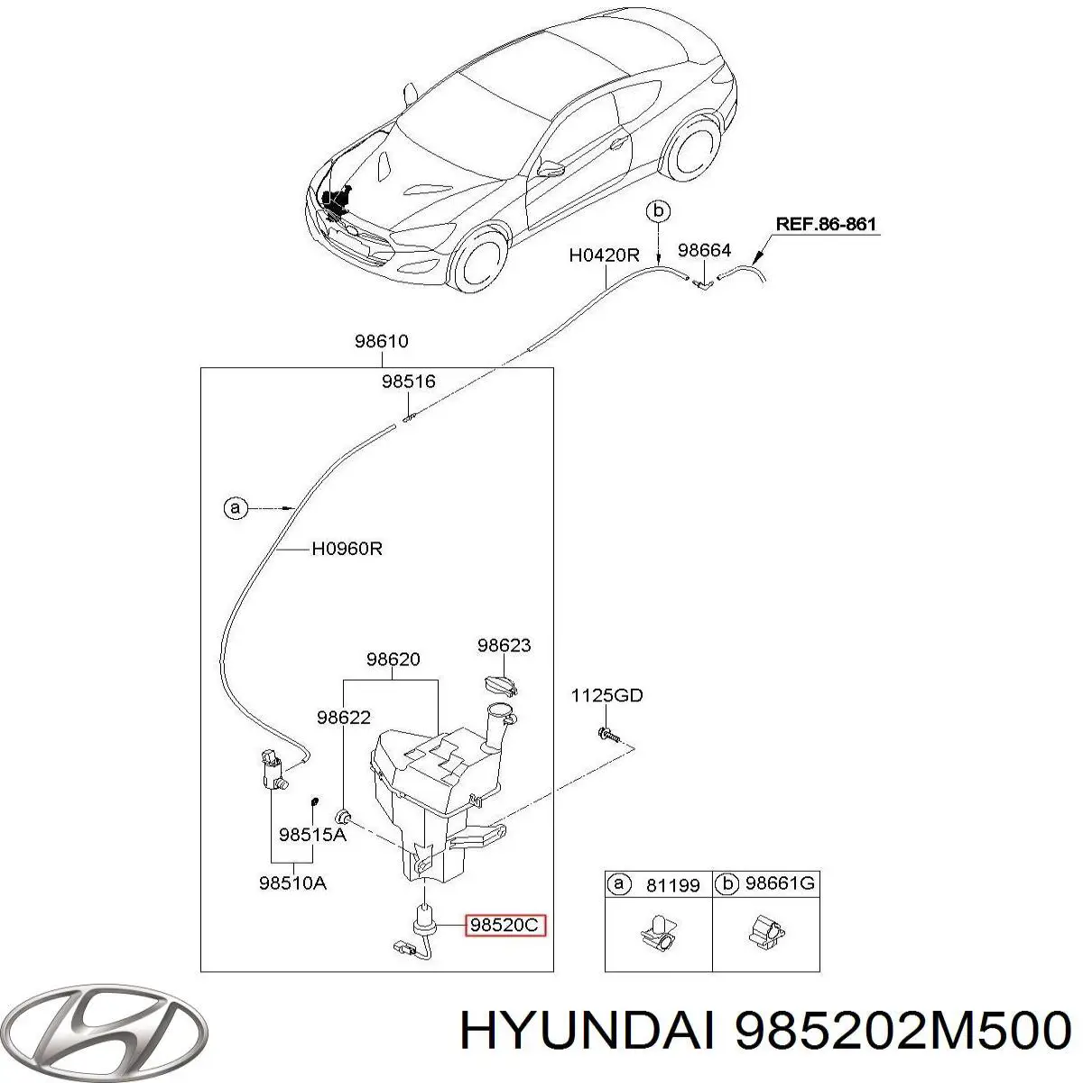 Comprar 985202M500 Hyundai/Kia Sensor de nivel del depósito de líquido limpiaparabrisas