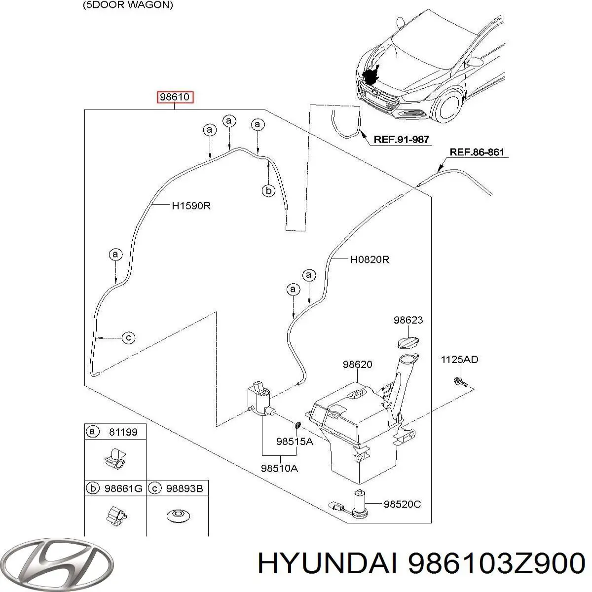 986103Z900 Hyundai/Kia depósito del agua de lavado, lavado de parabrisas