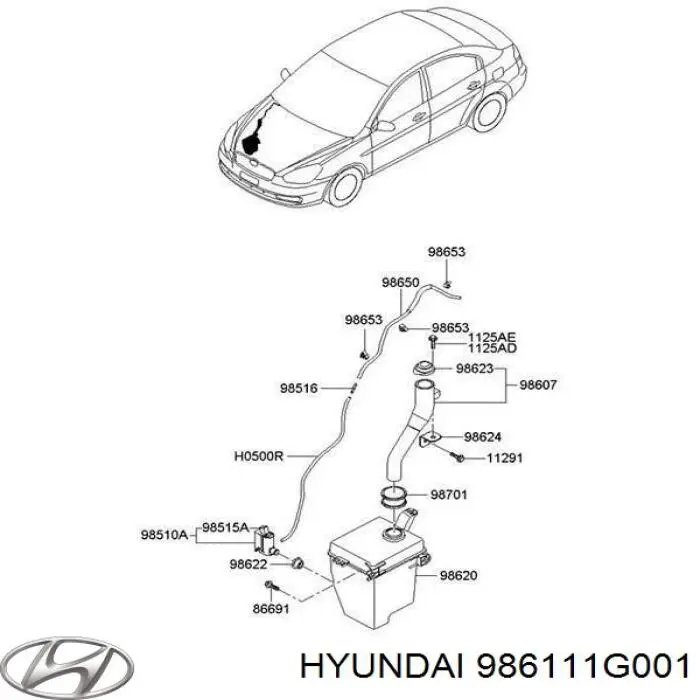 Depósito del agua de lavado, lavado de parabrisas para Hyundai Accent 