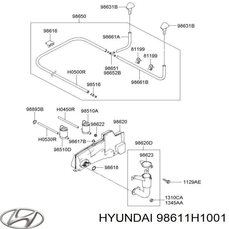 Depósito del agua de lavado, lavado de parabrisas Hyundai Terracan (HP)