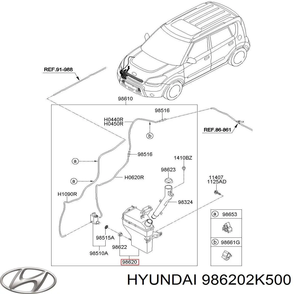 986202K500 Hyundai/Kia depósito del agua de lavado, lavado de parabrisas