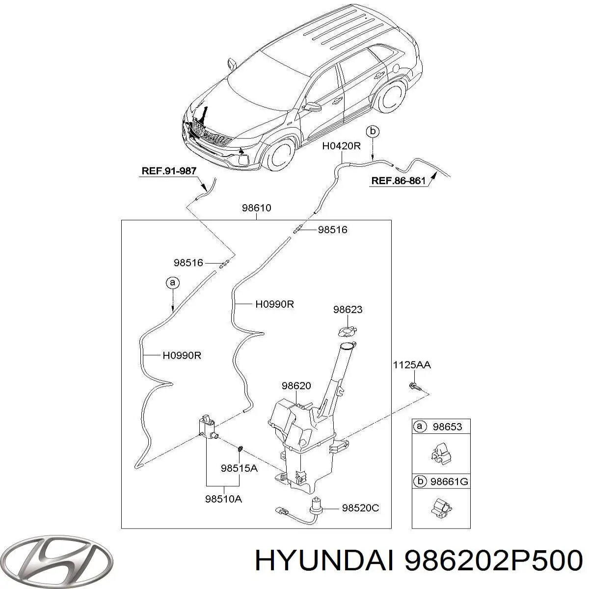 986202P500 Hyundai/Kia depósito de agua del limpiaparabrisas