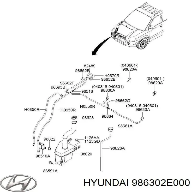 986302E000 Hyundai/Kia tobera de agua regadora, lavado de parabrisas