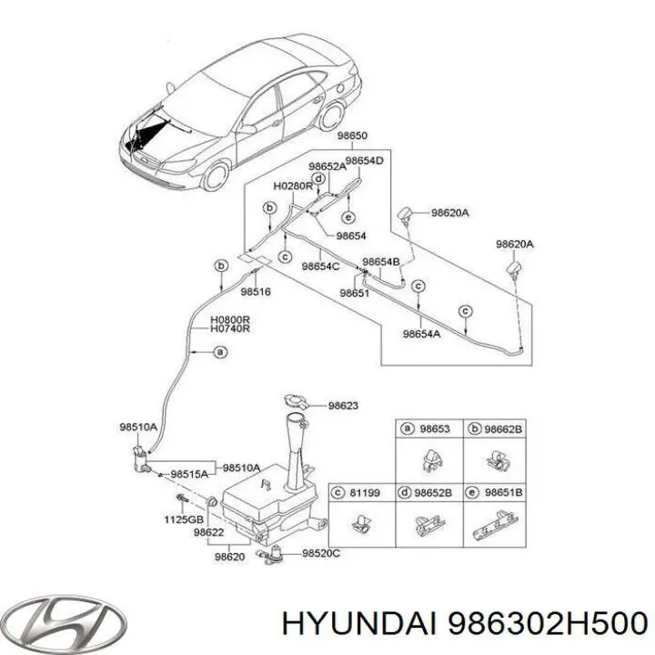 986302H500 Hyundai/Kia tobera de agua regadora, lavado de parabrisas, derecha