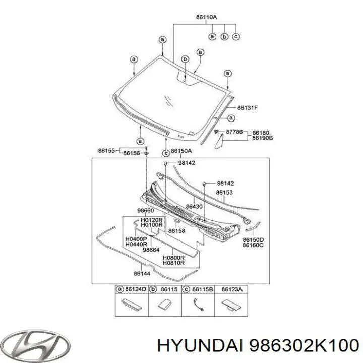986302K100 Hyundai/Kia tobera de agua regadora, lavado de parabrisas