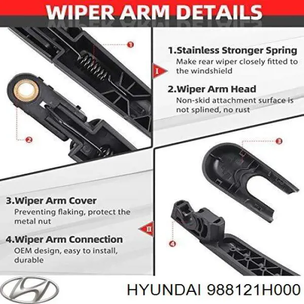 Comprar 988121H000 Hyundai/Kia Tapa de la tuerca del brazo del limpiaparabrisas trasero