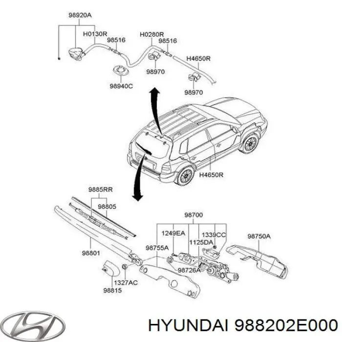 988202E000 Hyundai/Kia limpiaparabrisas de luna trasera