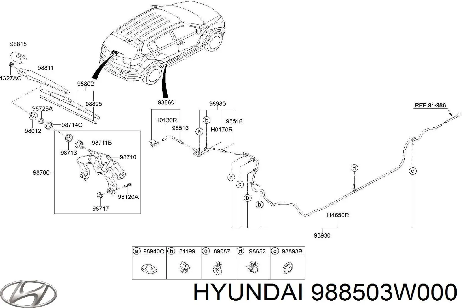 988503W000 Hyundai/Kia limpiaparabrisas de luna trasera