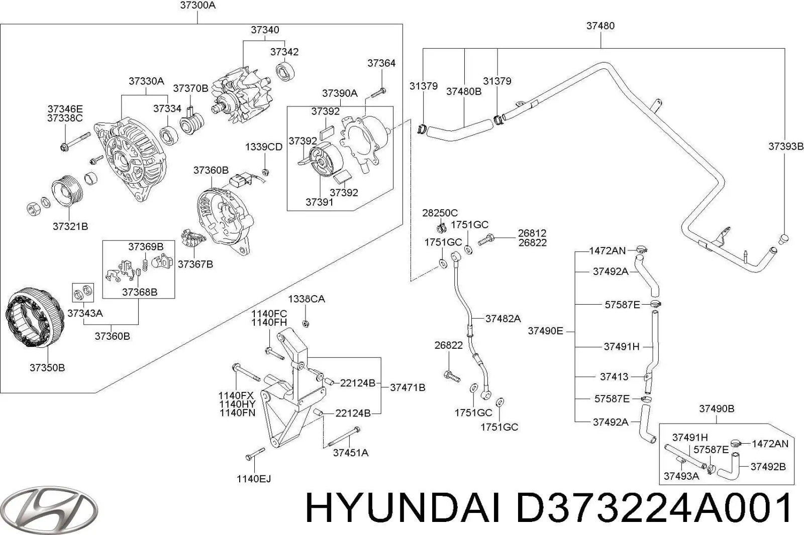 D373224A001 Hyundai/Kia polea alternador