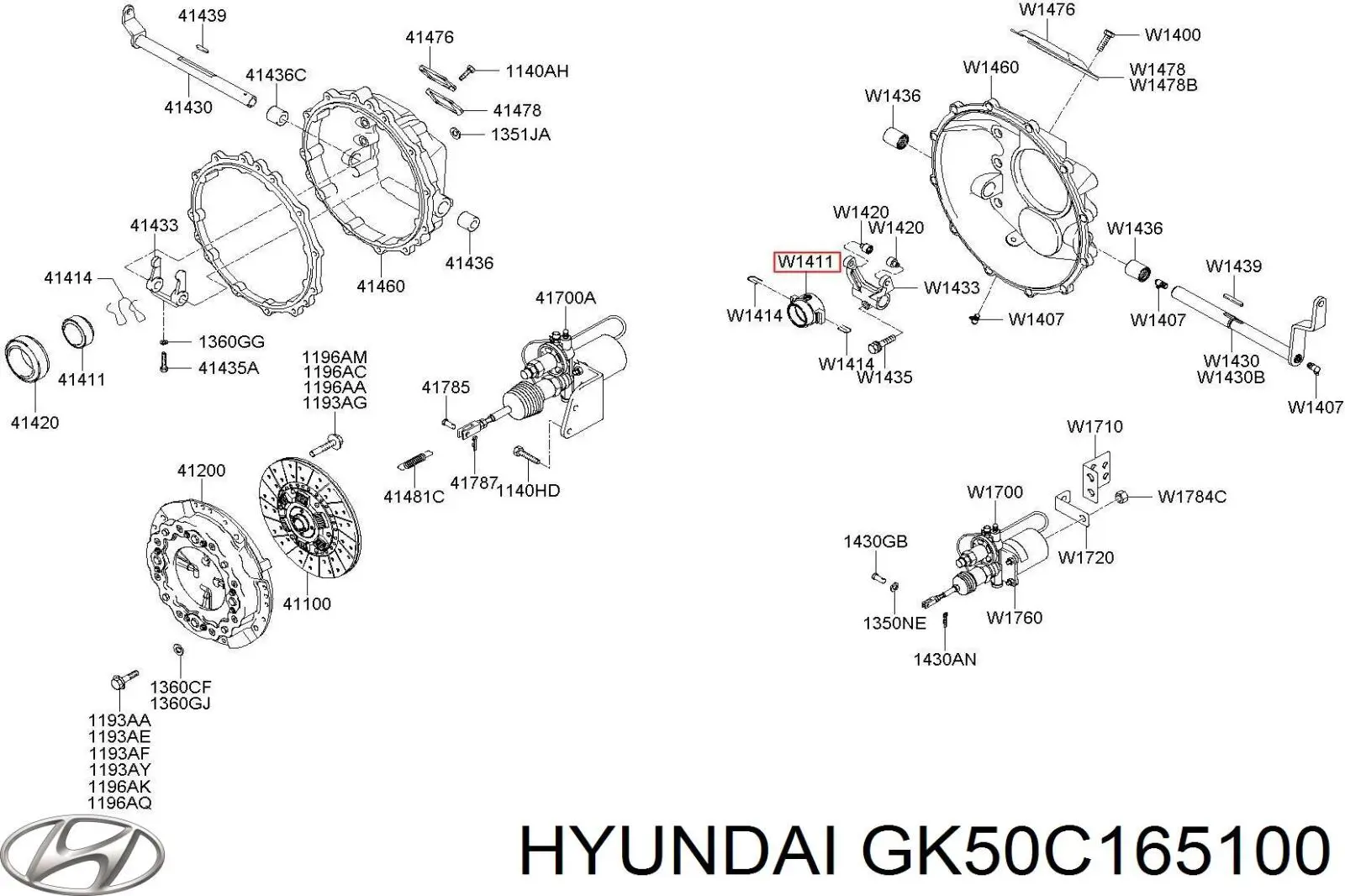 GK50C165100 Hyundai/Kia cilindro esclavo de el embrague cojinete de liberacion