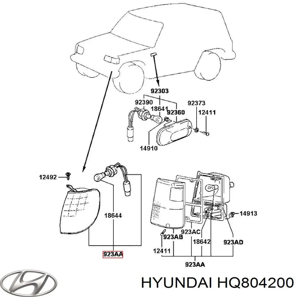 HQ804200 Hyundai/Kia piloto intermitente izquierdo