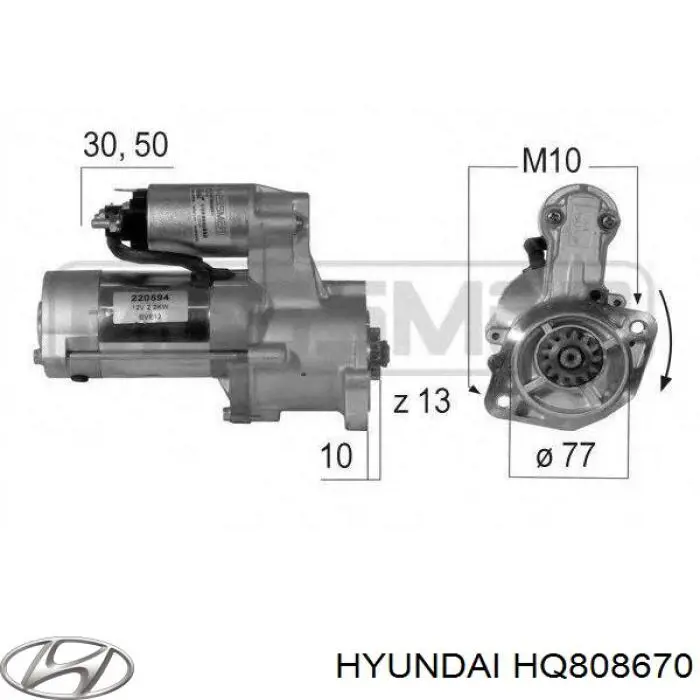 HQ808670 Hyundai/Kia motor de arranque