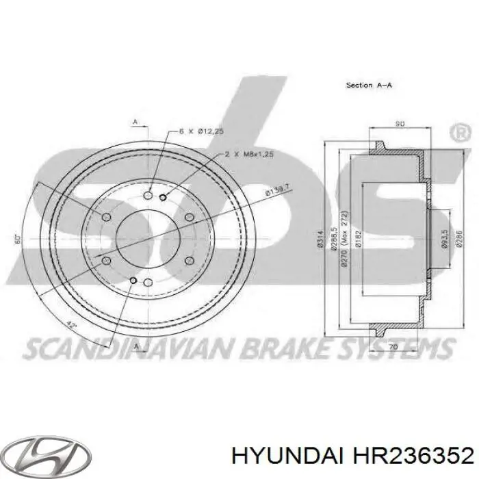 HR236352 Hyundai/Kia freno de tambor trasero