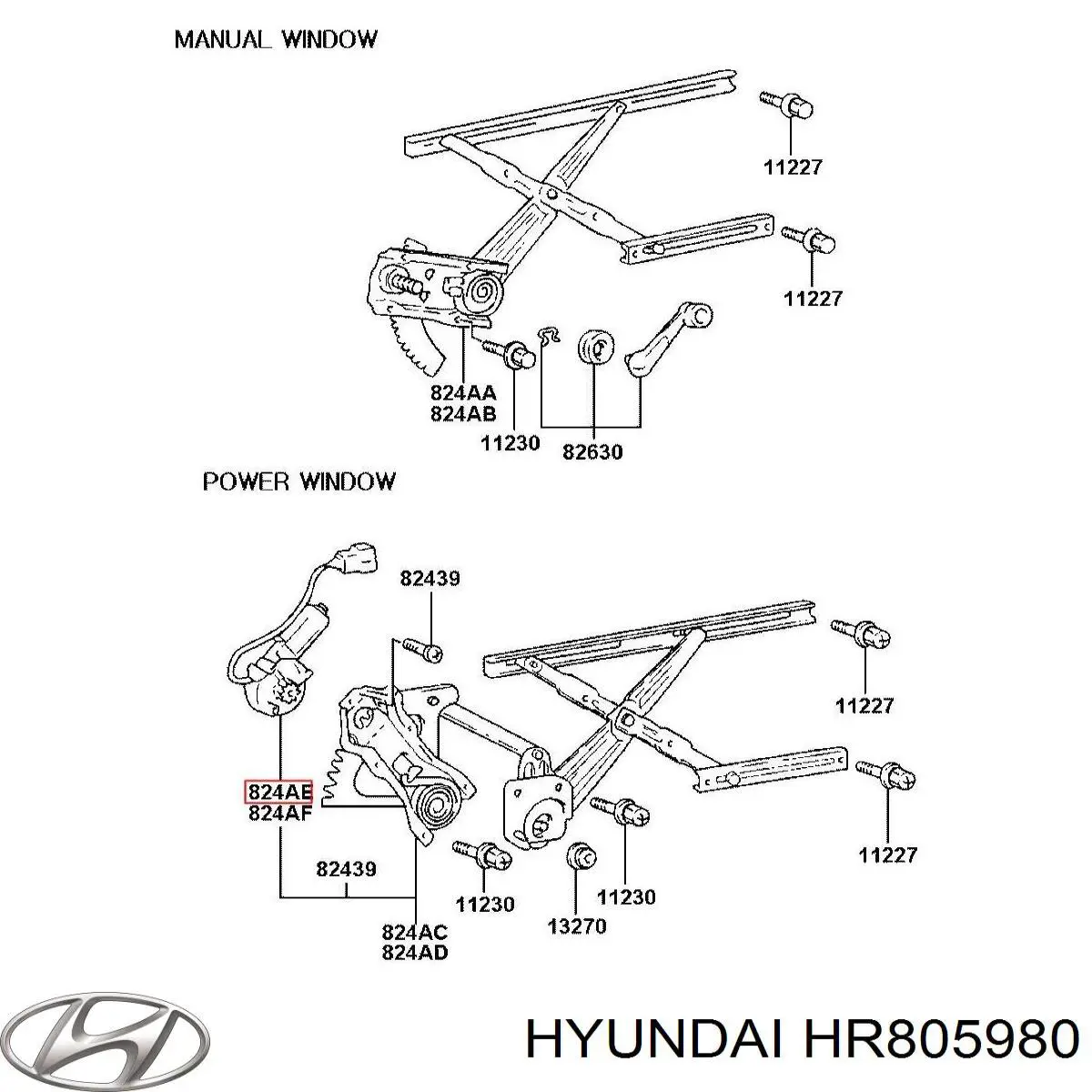 Motor eléctrico, elevalunas, puerta delantera izquierda para Hyundai Galloper (JK)