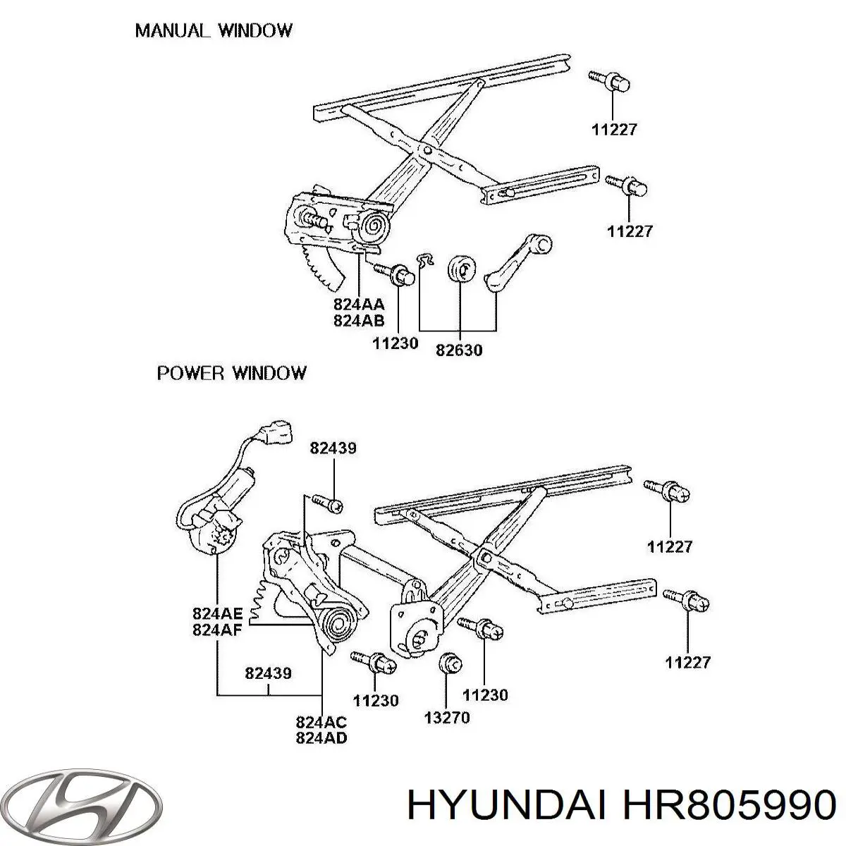 Motor eléctrico, elevalunas, puerta delantera derecha para Hyundai Galloper (JK)