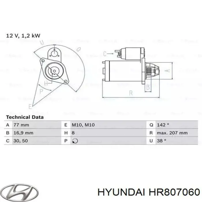 HR807060 Hyundai/Kia motor de arranque