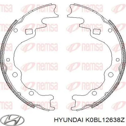 K0BL12638Z Hyundai/Kia Zapatas de freno de tambor traseras