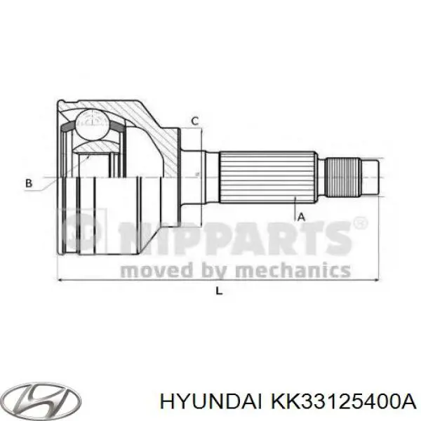 KK33125400A Hyundai/Kia junta homocinética exterior delantera